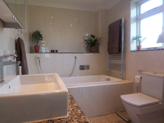 Square style bathroom installation in Stamford