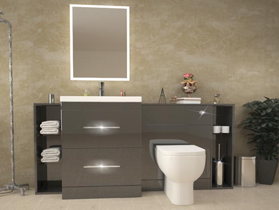 Vanity unit and toilet installation